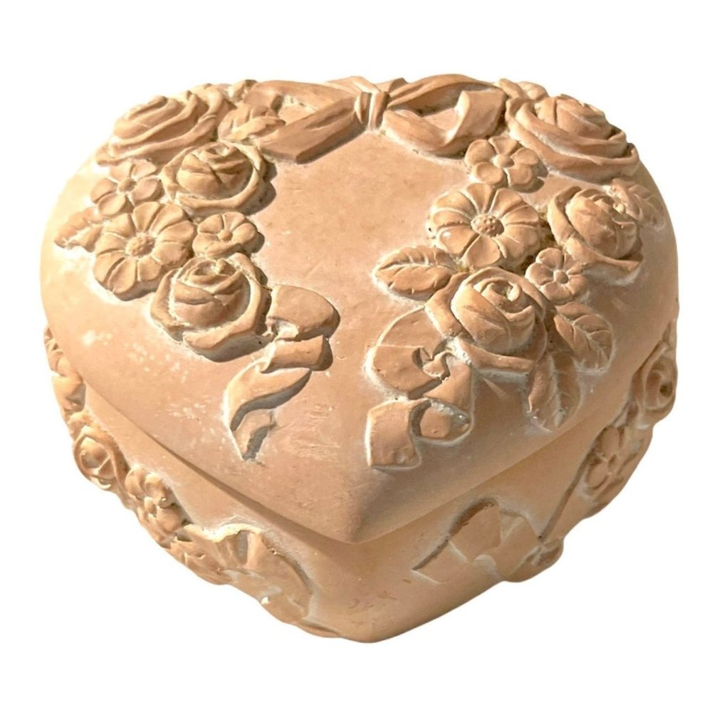 Terra Cotta Heart Shape Trinket Box